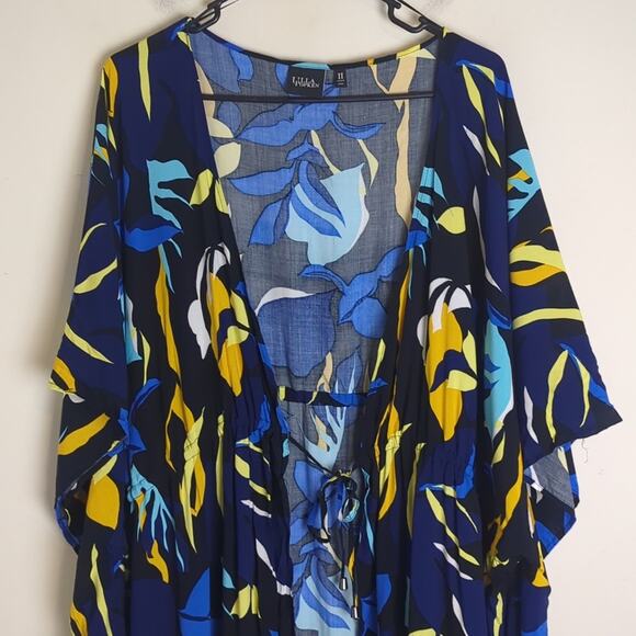 Costal Grandma Tropical Resortwear Maxi Tie Front Cardigan Coverup Women's  2X - Picture 7 of 8